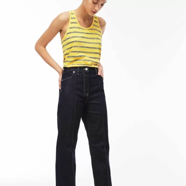 Lacoste γυναικείο παντελόνι τζιν ψηλόμεσο Boot Cut - HF3965 Μπλε Σκούρο