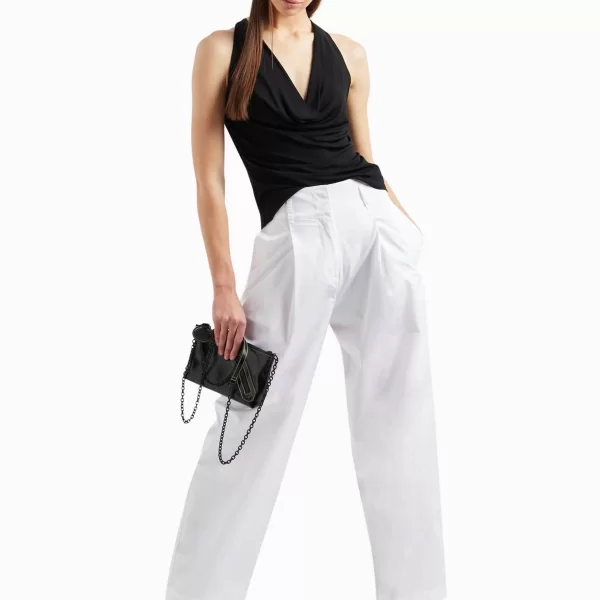 Armani Exchange γυναικείο παντελόνι υφασμάτινο ψηλόμεσο - 3DYP48YN6RZ Λευκό