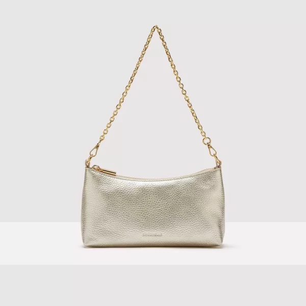 Coccinelle γυναικεία δερμάτινη τσάντα crossbody μονόχρωμη με σταμπωτό λογότυπο 