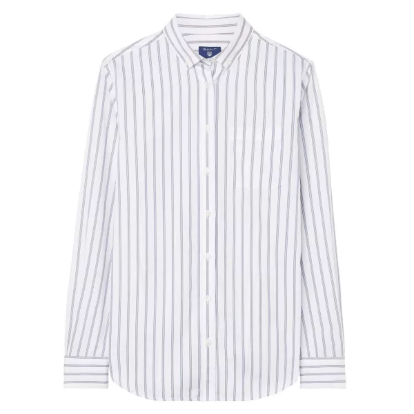 Gant γυναικείο βαμβακερό πουκάμισο με ψιλό ριγέ σχέδιο και τσέπη στο στήθος - 4300007 Μπλε