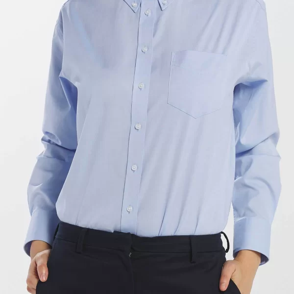 Gant γυναικείο βαμβακερό πουκάμισο με τσέπη στο στήθος μονόχρωμο - 4300030