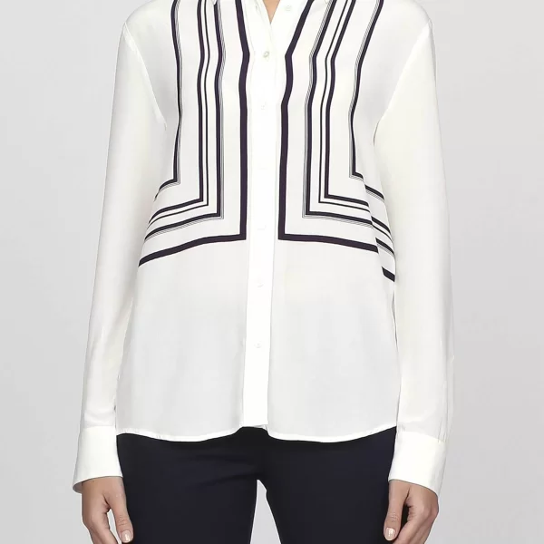 Gant γυναικείο πουκάμισο με all-over contrast geometric pattern - 4301020 Λευκό