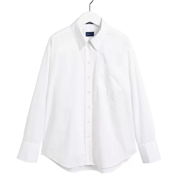 GANT Gant γυναικείο πουκάμισο μονόχρωμο με κεντημένο logo στο μανίκι - 4311150 Λευκό