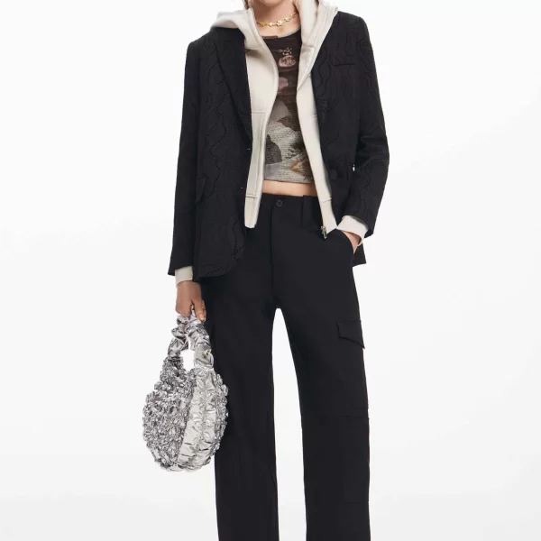 Desigual γυναικείο παντελόνι cargo μονόχρωμο 