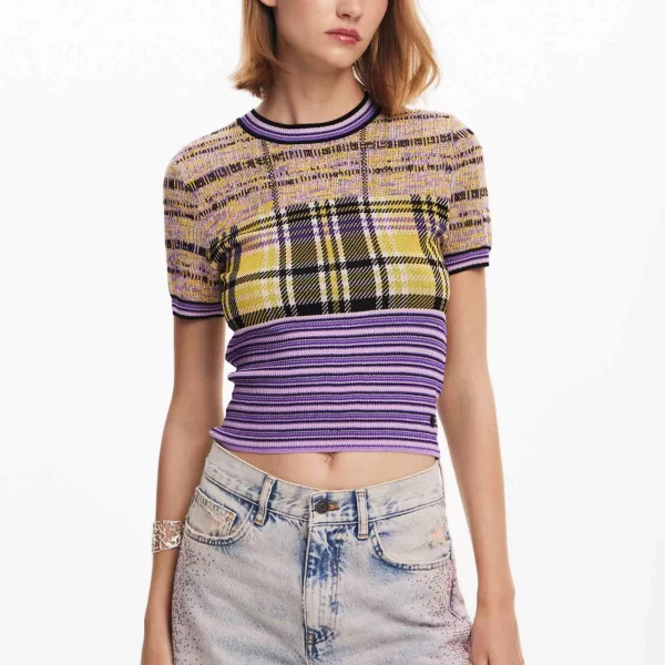 Desigual γυναικείο τοπ με καρό print 