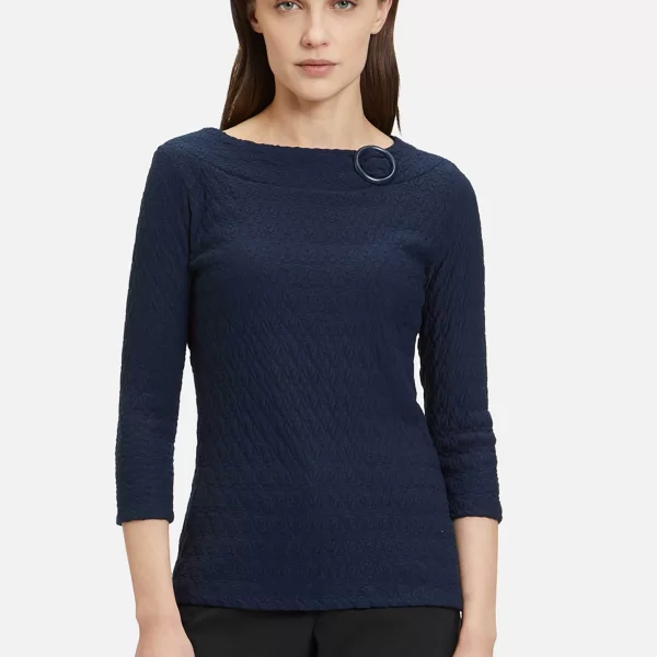 Betty Barclay γυναικεία μπλούζα μονόχρωμη με ανάγλυφο σχέδιο - 2035/2502 Μπλε Σκούρο