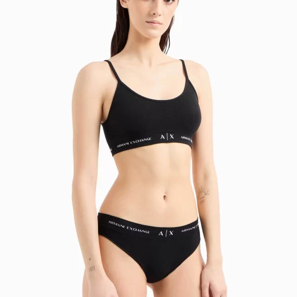 ARMANI EXCHANGE Armani Exchange γυναικείο bralette μονόχρωμο με contrast logo print - 9470223F506 Μαύρο