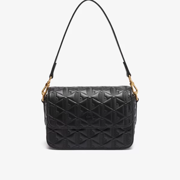 Lacoste γυναικεία δερμάτινη τσάντα ώμου με all-over monogram 