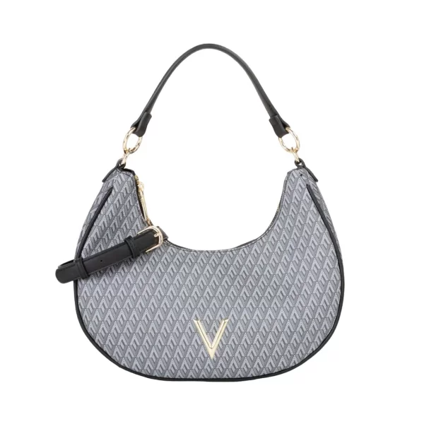 Valentino γυναικεία τσάντα ώμου hobo με μεταλλικό λογότυπο και all-over logo print 