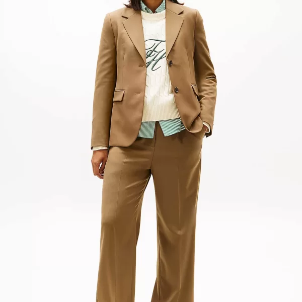 Tommy Hilfiger γυναικείο παντελόνι με περιεκτικότητα σε μαλλί Wide Leg - WW0WW48801 Καφέ