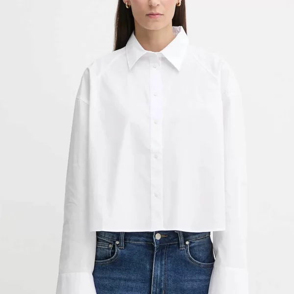 Calvin Klein Jeans γυναικείο πουκάμισο cropped Boxy Fit - LV047C141G Λευκό