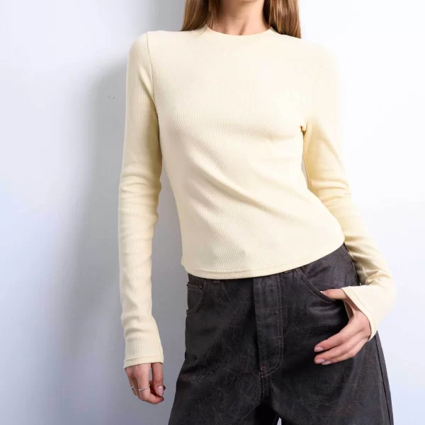 Topshop γυναικεία μπλούζα μονόχρωμη με μακρύ μανίκι 