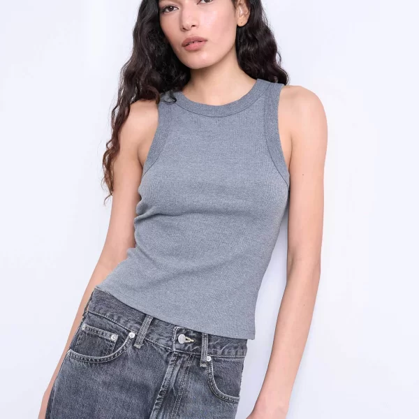 Topshop γυναικείο τοπ μονόχρωμο αμάνικο 