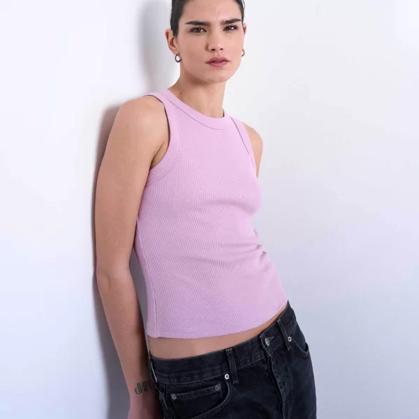 Topshop γυναικείο τοπ μονόχρωμο αμάνικο 