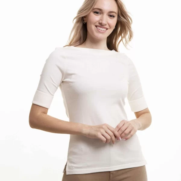 Lauren Ralph Lauren γυναικεία μπλούζα μονόχρωμη κοντομάνικη - 200654963036 Λευκό