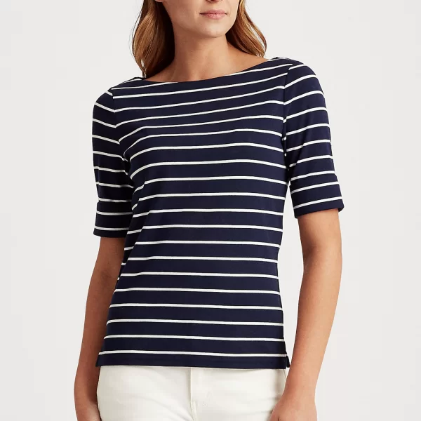 Lauren Ralph Lauren γυναικεία μπλούζα ριγέ με μανίκι 3/4 - 200701085002 Μπλε Σκούρο