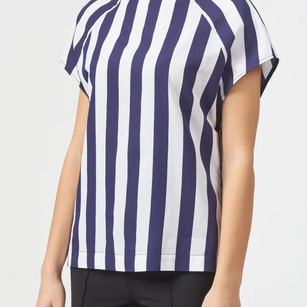 TRUSSARDI BAZAAR Trussardi Jeans γυναικεία κοντομάνικη μπλούζα με ριγέ σχέδιο - 56C00308-1T003729 Λευκό