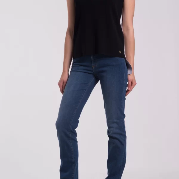 Trussardi γυναικείο τζιν παντελόνι πεντάτσεπο Straight Fit - 56J00007-1T000835 Μπλε