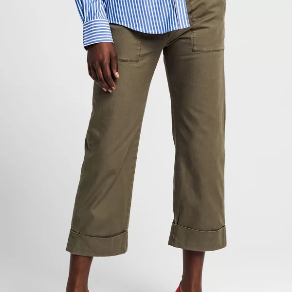 Gant γυναικείο παντελόνι cropped μονόχρωμο - 4150101 Χακί