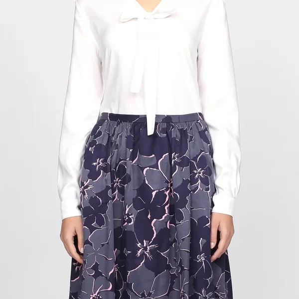 Γυναικείο μονόχρωμο πουκάμισο με κορδέλα GANT - 4320035 Λευκό