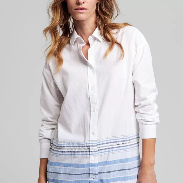 Gant γυναικεία πουκαμίσα με ριγέ σχέδιο - 4311116 Λευκό