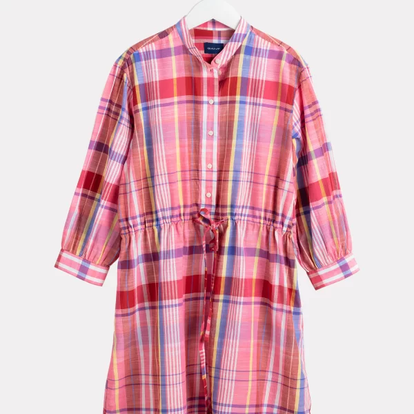 Gant γυναικείο mini καρό φόρεμα με κουμπιά - 4503082 Ροζ