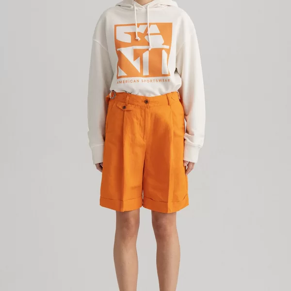 Gant γυναικείο λινό σορτς ψηλόμεσο Relaxed Fit - 4020059 Πορτοκαλί