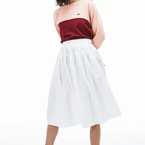 Lacoste Lacoste γυναικεία midi φούστα πλισσέ μονόχρωμη - JF4213 Λευκό