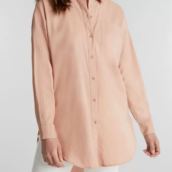 Esprit γυναικείο βαμβακερό πουκάμισο μονόχρωμο - 040EE1F323 Ροζ