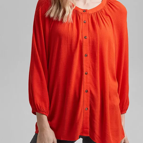 Esprit γυναικεία μπλούζα με κουμπιά - 041EE1F306 Κόκκινο