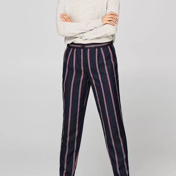 Esprit γυναικείο παντελόνι ριγέ με ελαστική μέση - 108EE1B019 Μπλε Σκούρο