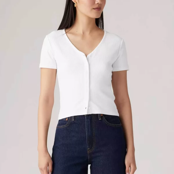 Levi's® γυναικεία μπλούζα ribbed με κουμπιά και V λαιμόκοψη Slim Fit 
