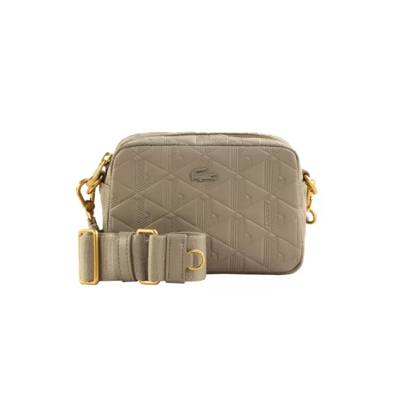 Lacoste Lacoste γυναικεία δερμάτινη τσάντα ώμου με all-over monogram 