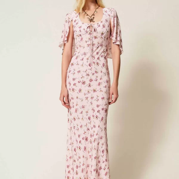 Twinset γυναικείο maxi φόρεμα με floral print - 261TP210A Μαύρο