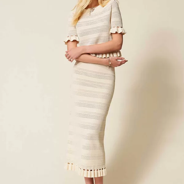 Twinset γυναικεία midi φούστα πλεκτή - 261TP3083 Εκρού