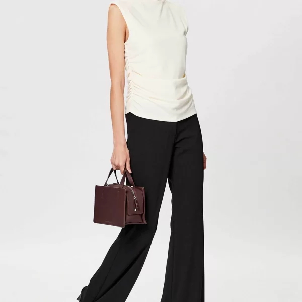 DKNY γυναικείο παντελόνι μονόχρωμο με ψηλή μέση - P2RKAO19 Μαύρο