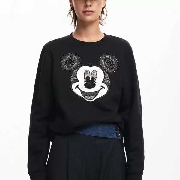 DESIGUAL Desigual γυναικεία μπλούζα φούτερ με κεντημένο σχέδιο και λογότυπο Regular Fit - 24WWSK10 Μαύρο