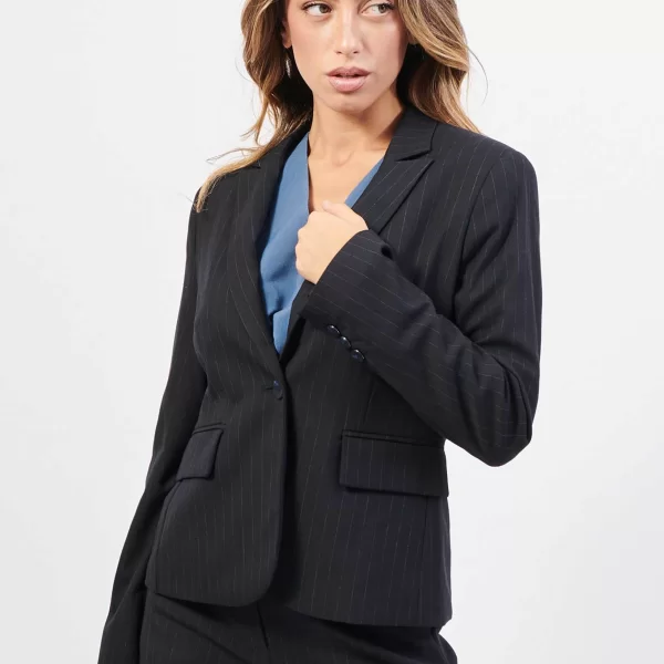 GERRY WEBER Gerry Weber γυναικείο σακάκι κλασικό με ρίγες - 430023-31320 Μπλε Σκούρο