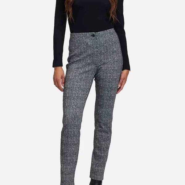 Betty Barclay γυναικείο ψηλόμεσο παντελόνι cropped με καρό σχέδιο Slim Fit - 6812/2751 Ασπρόμαυρο