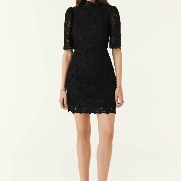 ba&sh γυναικείο mini φόρεμα δαντέλα - 1H24PAVE Μαύρο
