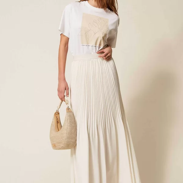Twinset γυναικεία maxi φούστα πλισέ - 261TE2113 Λευκό