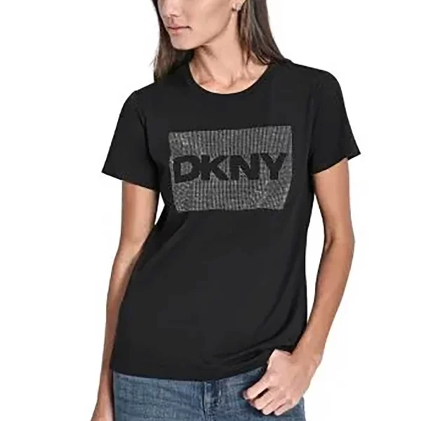 DKNY DKNY γυναικείο T-shirt με logo print απο στρας - DJ6T1701 Μαύρο