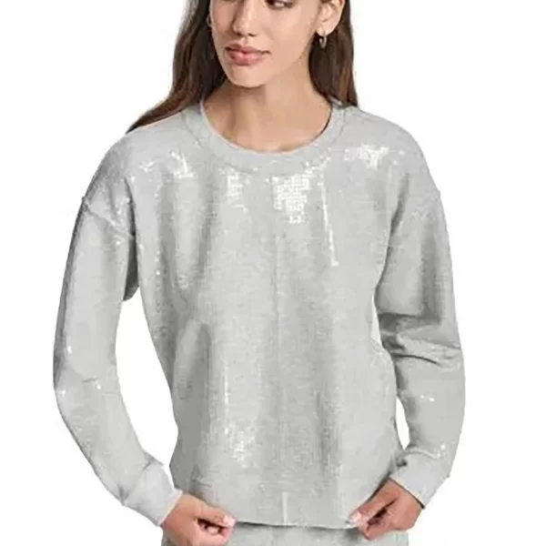 DKNY DKNY γυναικεία μπλούζα φούτερ με παγιέτες - DJ6T1655 Γκρι