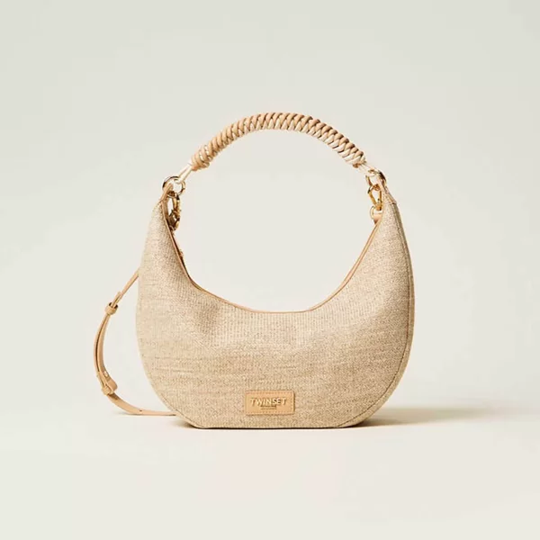 Twinset γυναικεία τσάντα χειρός raffia effect - 261TB7051 Μπεζ