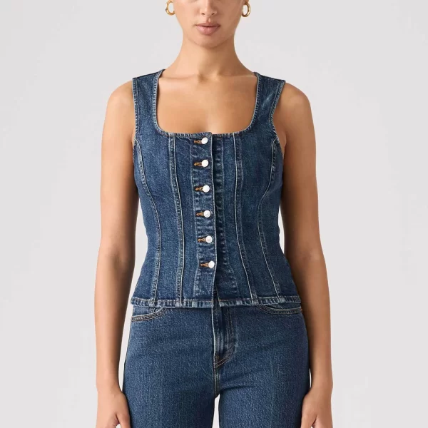 Levi's® γυναικείο denim αμάνικο τοπ Slim Fit 