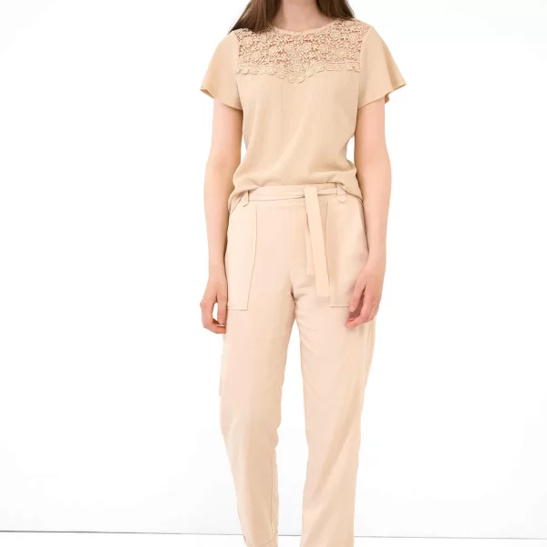 Orsay γυναικείο παντελόνι με ελαστική μέση - 324279-634000 Μπεζ