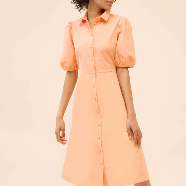 Orsay γυναικείο mini φόρεμα μονόχρωμο με puff μανίκια - 470258-962000 Μπεζ