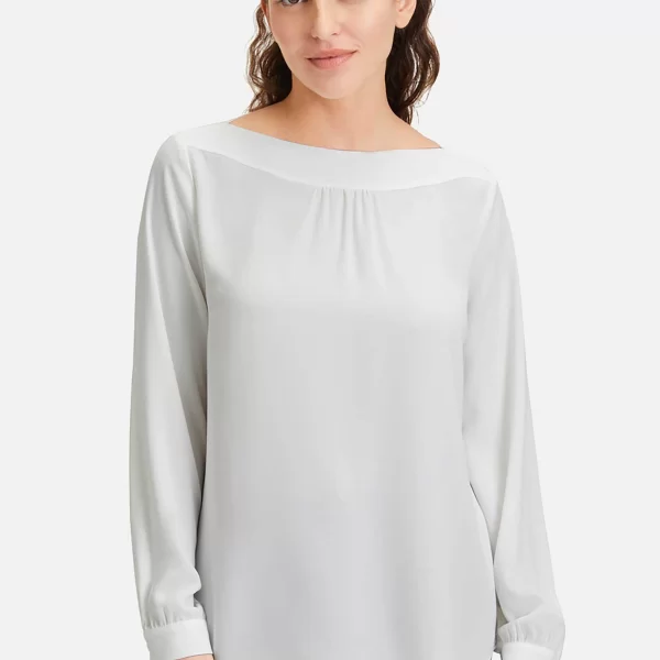Betty Barclay γυναικεία μπλούζα μονόχρωμη με σούρες στην λαιμόκοψη - 8658/2447 Λευκό