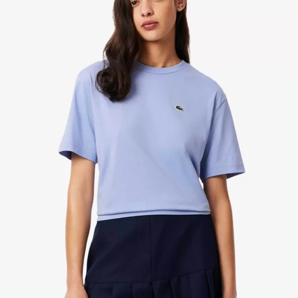 Lacoste γυναικείο T-shirt με κεντημένο λογότυπο Relaxed Fit - TF7215 Λιλά