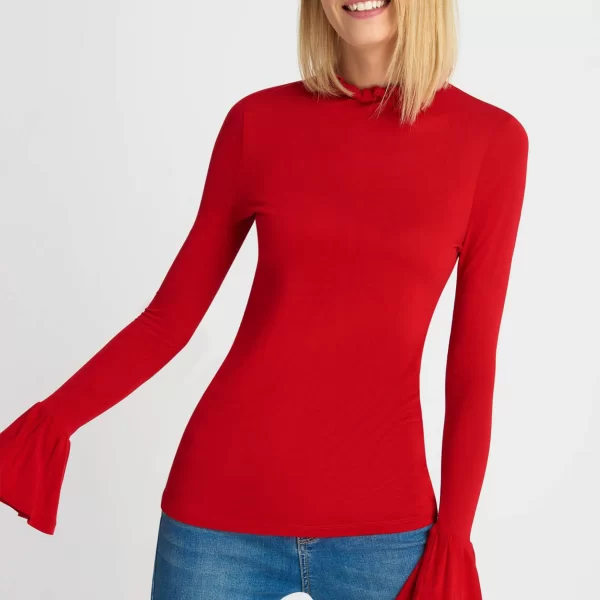 Γυναικεία μπλούζα με βολάν στα μανίκια Orsay - 178084-389000 Κόκκινο